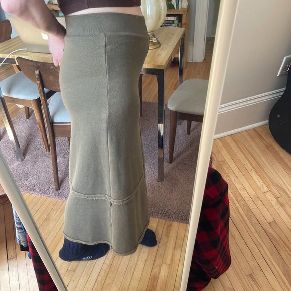 90s Calvin Klein Jeans Faux Sherpa Fleece Lined Maxi Skirt - Picture 10 of 10